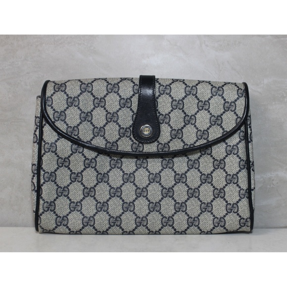 Vintage Gucci Navy Clutch Shoulder Bag - Picture 1 of 5